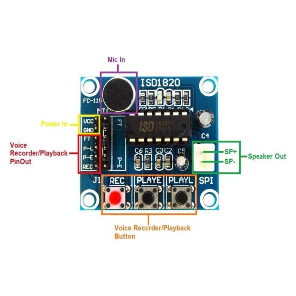 ماژول ضبط و پخش صدا مدل ISD1820