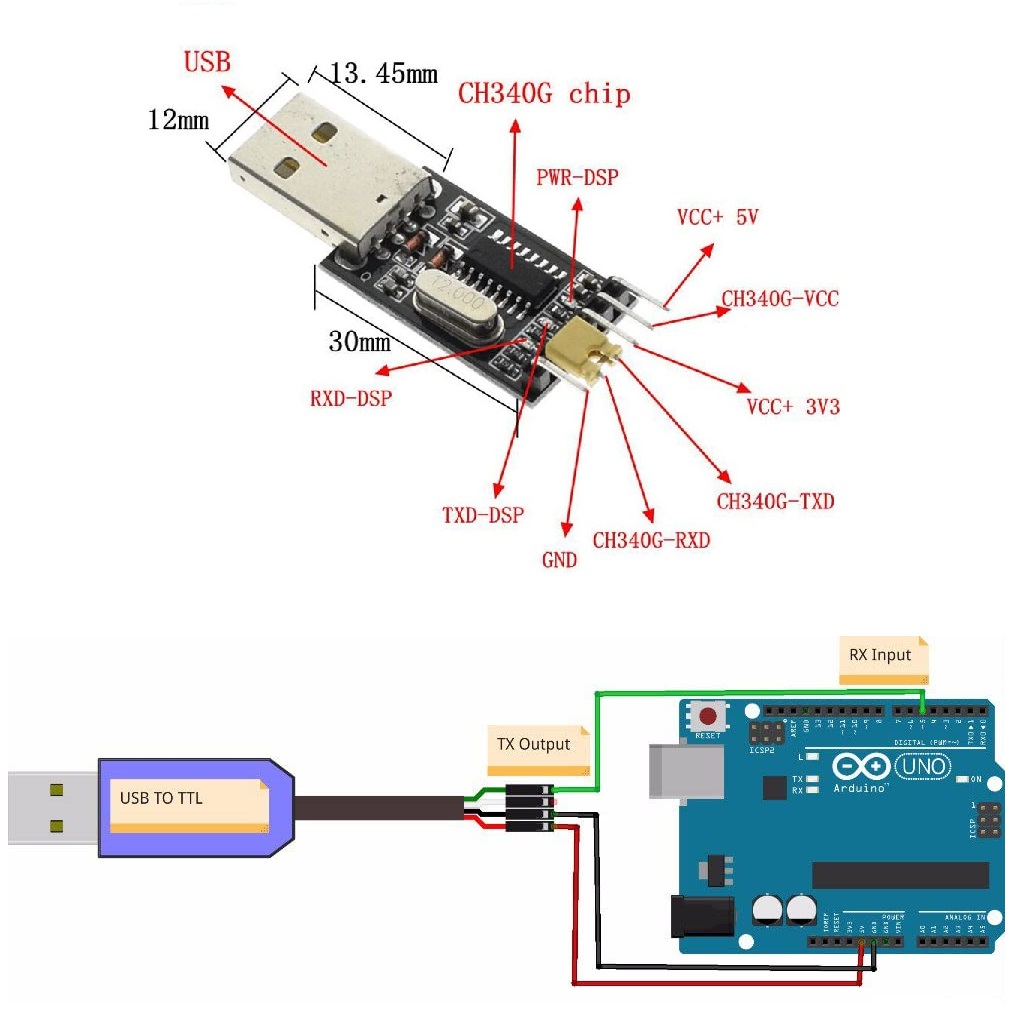 ماژول مبدل USB به TTL سریال CH340G پشتیبانی از ویندوز 8