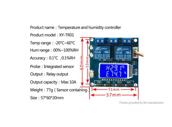 ماژول کنترلر دما و رطوبت دیجیتال مدل XY-TR01