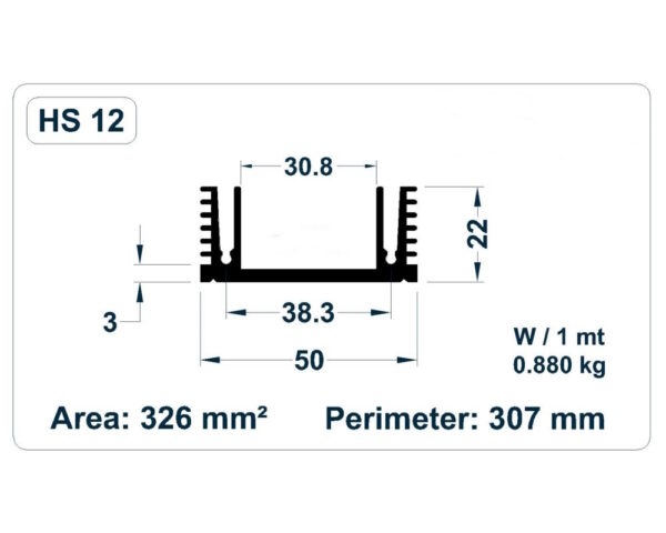 هیت سینک آلومینیومی 100x5 سانتی متر کد HS 12