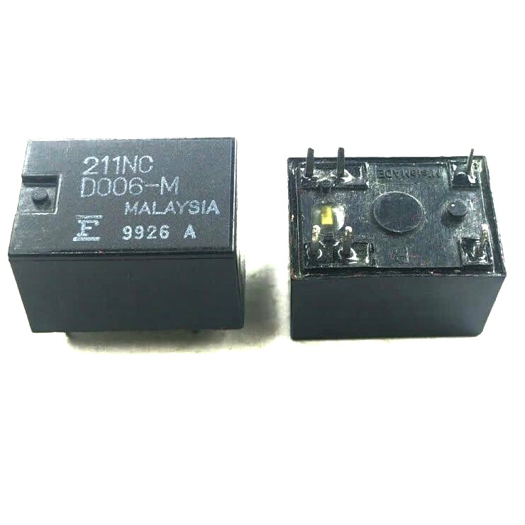 رله مخابراتی 6 ولت 3 آمپر 6 پایه کد 211NC-D006-M رله مخابراتی 6 ولت 3 آمپر 6 پایه کد 211NC-D006-M