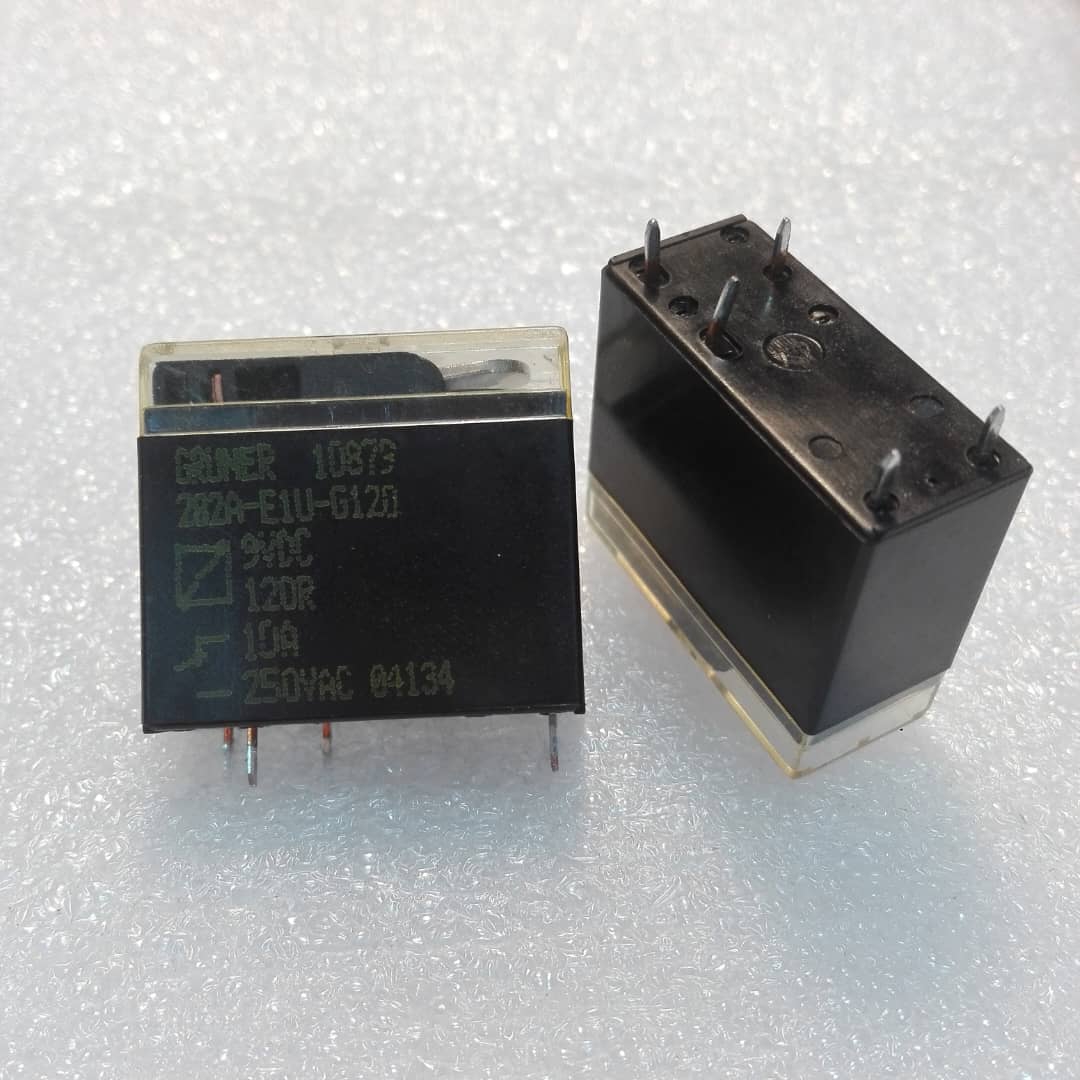 رله کتابی 9 ولت 10 آمپر 5 پایه کد 282A-E1U-G120 رله کتابی 9 ولت 10 آمپر 5 پایه کد 282A-E1U-G120