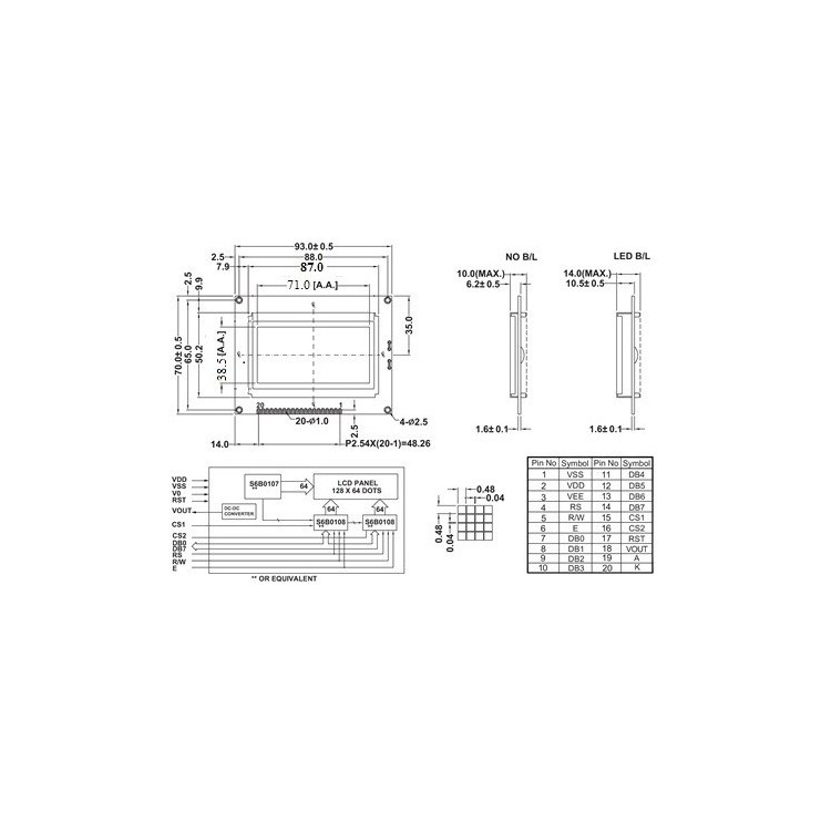 نمایشگر GLCD گرافیکی 128X64 بک لایت سبز مدل P12864C