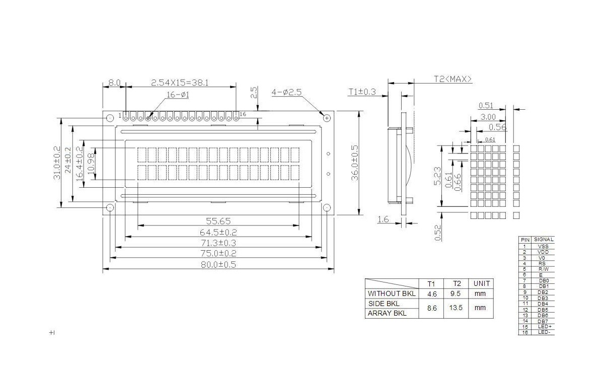 نمایشگر LCD کاراکتری 2X16 بک لایت آبی مدل 1602A