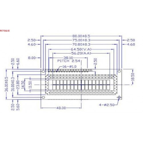 نمایشگر LCD کاراکتری 2X16 بک لایت آبی مدل 1602A با ولتاژ کار 3.3 ولت