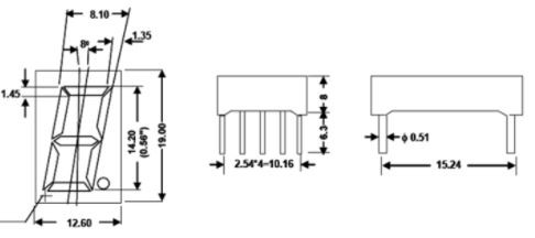 سون سگمنت یک رقمی 19X13 میلی متر قرمز کاتد مشترک