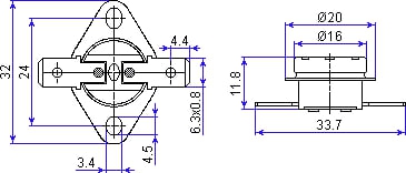 ترموسوئیچ حرارتی قابلمه ای 130 درجه 10 آمپر NC کد KSD301