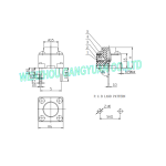 تک سوئیچ دو پایه بلند سایز 6X6X9 میلی متر پکیج DIP مشکی