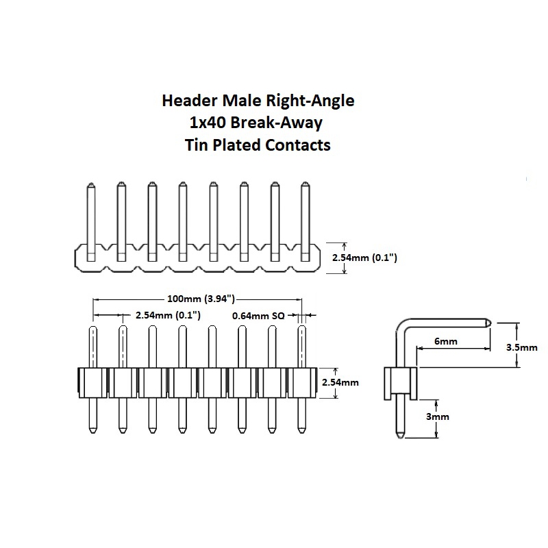 پین هدر 1X40 نری رایت با فاصله پین 2.54 میلی متر