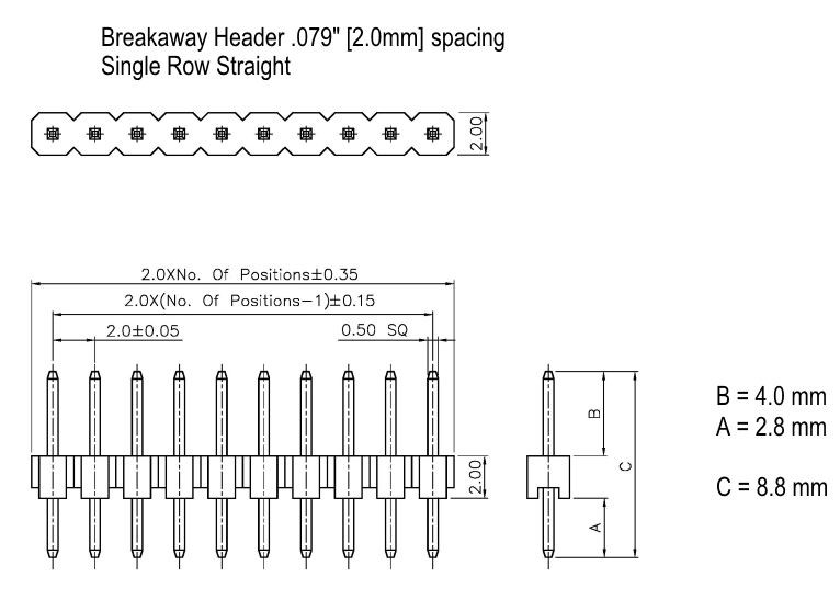 پین هدر 1X40 نری ریز با فاصله پین 2 میلی متر
