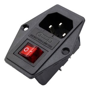 جک برق AC نری روپنلی به همراه جافیوزی و کلید چراغ دار نوع پیچ خور