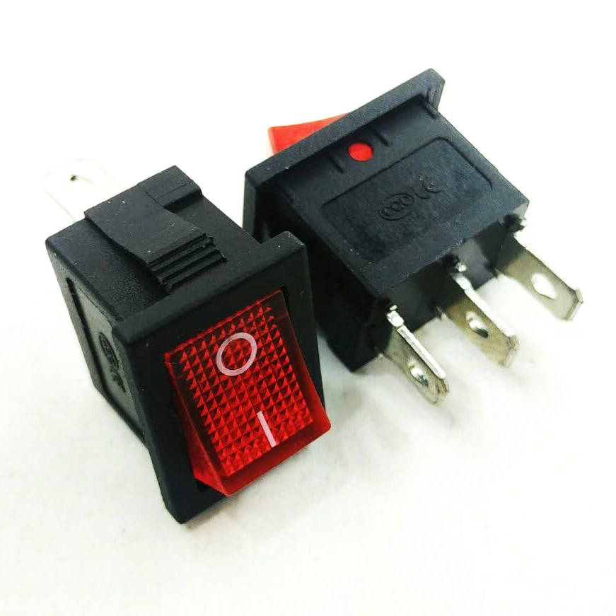 کلید راکر دو حالته متوسط 3 پایه چراغ دار قرمز کلید راکر دو حالته متوسط 3 پایه چراغ دار قرمز