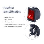 کلید راکر دو حالته متوسط 4 پایه چراغ دار قرمز