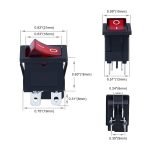 کلید راکر دو حالته متوسط 4 پایه چراغ دار قرمز