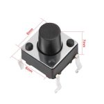 تک سوئیچ چهار پایه سایز 6X6X7 میلی متر پکیج DIP مشکی