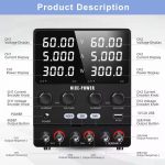 منبع تغذیه دوبل سوئیچینگ 60 ولت 5 آمپر NICE-POWER مدل SPS605-2KD