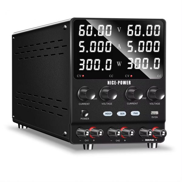 منبع تغذیه دوبل سوئیچینگ 60 ولت 5 آمپر NICE-POWER مدل SPS605-2KD-4 منبع تغذیه دوبل سوئیچینگ 60 ولت 5 آمپر NICE-POWER مدل SPS605-2KD