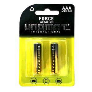 باتری نیم قلمی آلکالاین دوتایی کارتی مارک UNOMAT