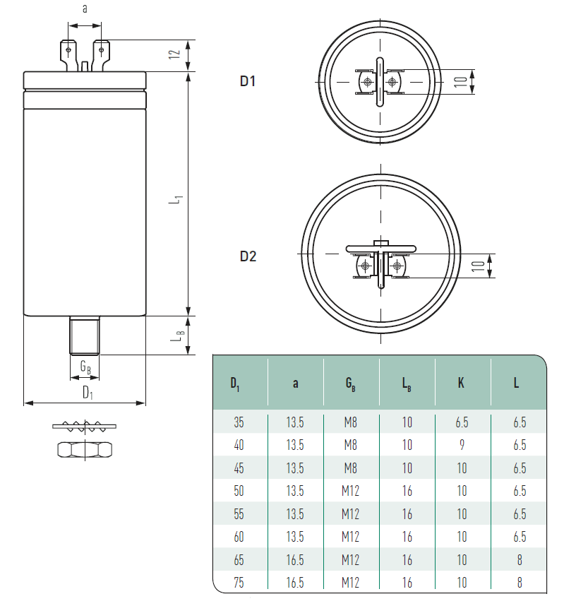 خازن 5 میکروفاراد 1200 ولت AC مدل E62.F81-502D10 برند Electronicon