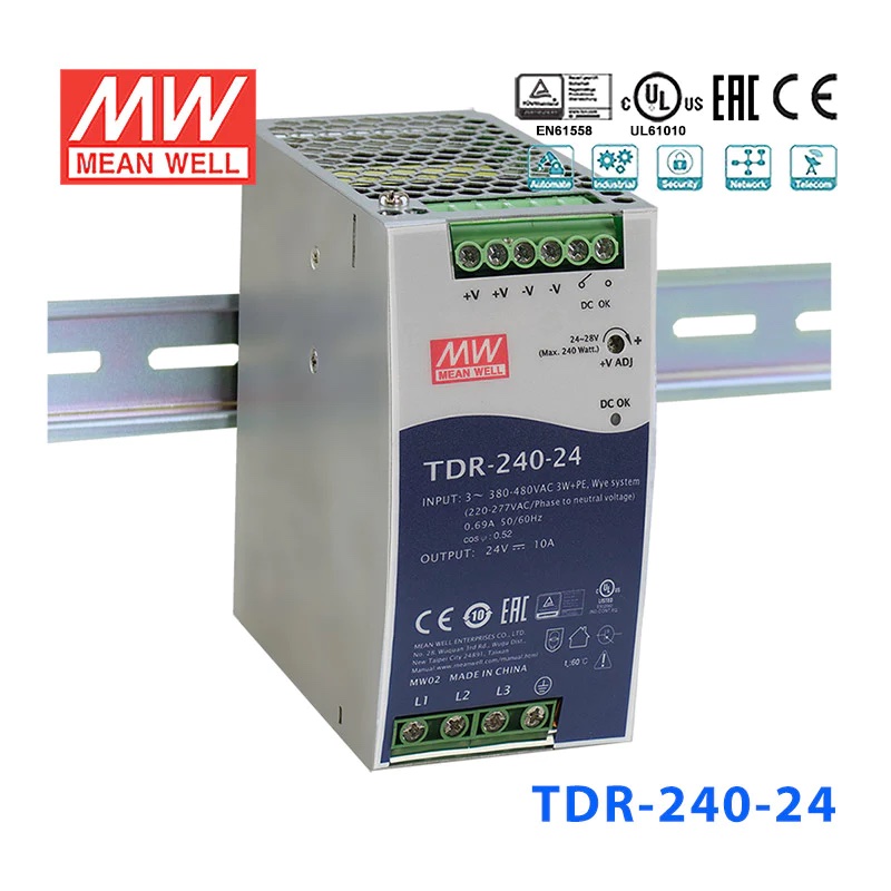منبع تغذیه سوئیچینگ ریلی ورودی سه فاز مدل TDR-240-24 برند MEAN WELL-1 منبع تغذیه سوئیچینگ ریلی ورودی سه فاز مدل TDR-240-24 برند MEAN WELL - تصویر 1