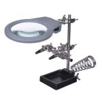 گیره مونتاژ ذره بین دار بزرگ بهمراه پایه هویه و چراغ LED مدل ZD-10M