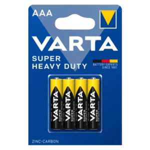 باتری نیم قلمی چهارتایی کارتی مدل SUPER HEAVY DUTY مارک VARTA