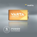 باتری کتابی 9 ولت آلکالاین کارتی مدل LONGLIFE برند VARTA