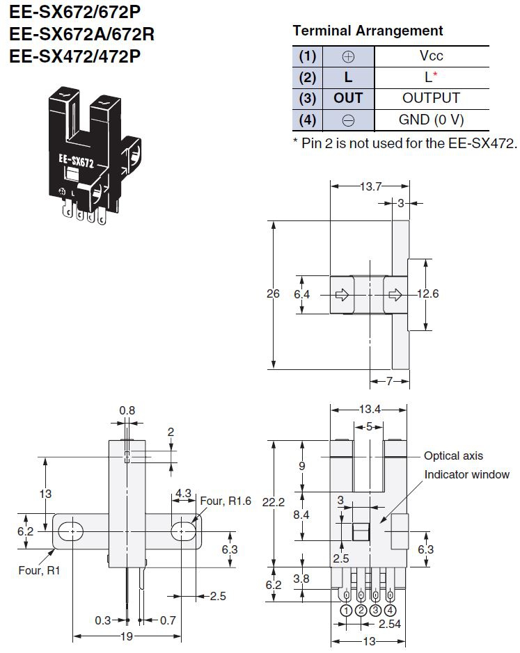 سنسور سوئیچ فتوالکتریک اسلات مدل EE-SX672A