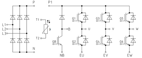 ماژول IGBT هفت تایی با پل دیود سه فاز مدل FP15R12KE3 برند INFINEON