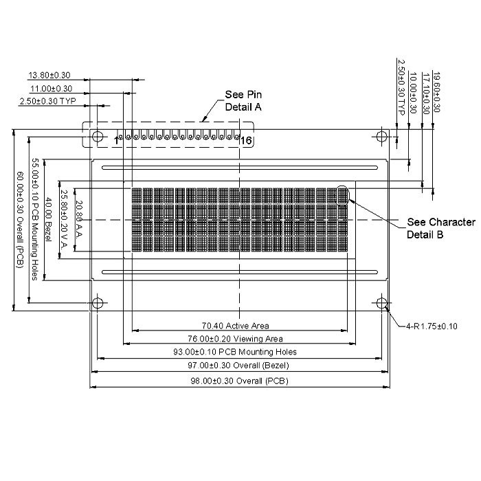 نمایشگر LCD کاراکتری 4X20 بک لایت آبی مدل 2004A