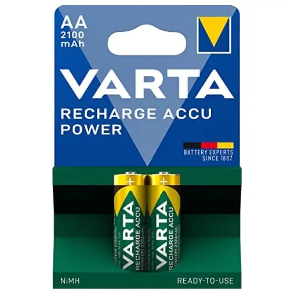 باتری قلمی شارژی کارتی دوتایی 1.2 ولت 2100 میلی آمپر مارک VARTA-1 باتری قلمی شارژی کارتی دوتایی 1.2 ولت 2100 میلی آمپر مارک VARTA