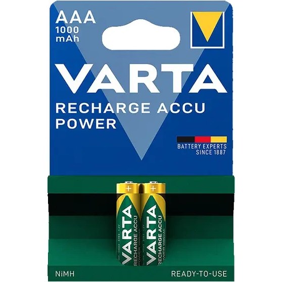 باتری نیم قلمی شارژی کارتی دوتایی 1.2 ولت 1000 میلی آمپر مارک VARTA-1 باتری نیم قلمی شارژی کارتی دوتایی 1.2 ولت 1000 میلی آمپر مارک VARTA