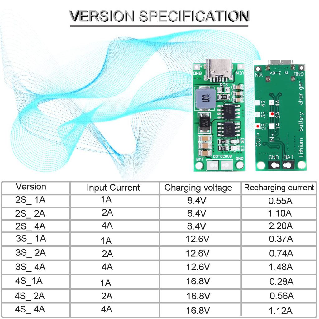 ماژول شارژر باتری 2 سل 2 آمپر با ورودی Type-C