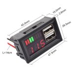 گیج نمایشگر میزان شارژ باتری خودرویی بهمراه شارژر USB