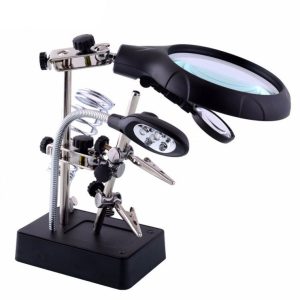 گیره مونتاژ ذره بین دار بهمراه پایه هویه و چراغ LED مدل TE-800