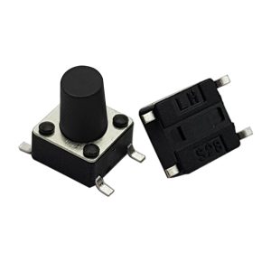 تک سوئیچ چهار پایه سایز 6X6X9 میلی متر پکیج SMD مشکی