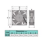 فن 220 ولت بلبرینگی 12x12x3.8 سانتی متر مدل FP-12038-S1-B