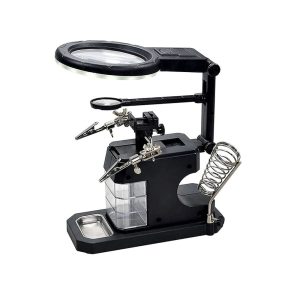 گیره مونتاژ ذره بین دار بهمراه پایه هویه و چراغ LED مدل TE-803